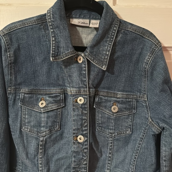COPY - Chicos Platinum Denim Jean Women's Jacket Blue Stretch Size 0 - Picture 3 of 11